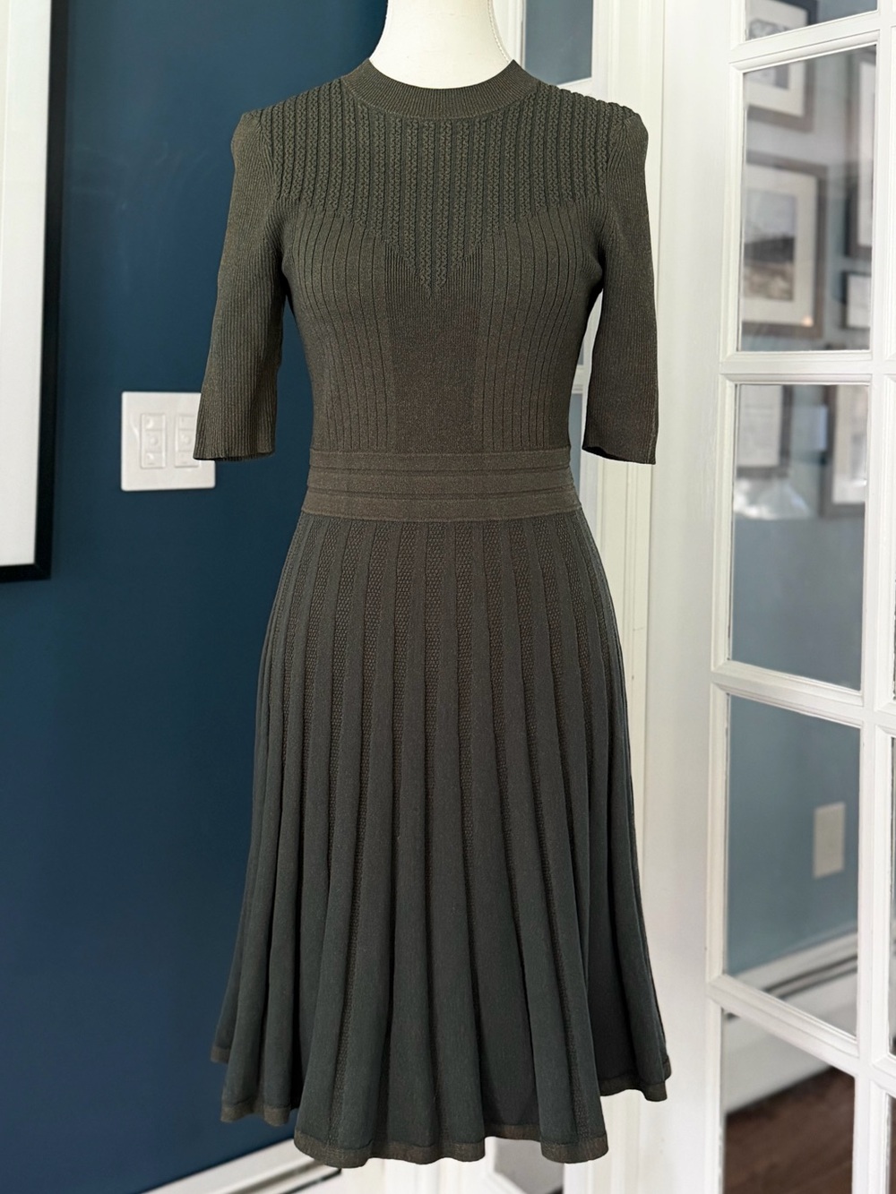 Ted Baker Olivinn Mix Stitch Sweater Dress, Olive Green | Ted Size 2 / US 6